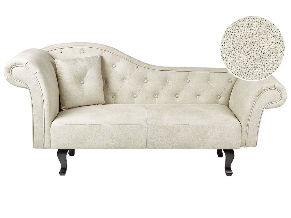 Left Hand Velvet Chaise Lounge Light Beige LATTES II Beliani.pl