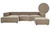Section 3 places angle côté droit de canapé modulable avec ottoman en velours côtelé marron APRICA_903937
