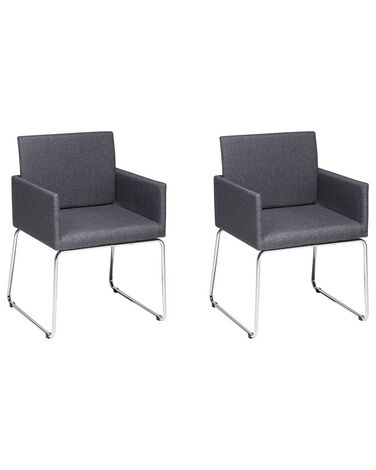 Set of 2 Fabric Dining Chairs Grey GOMEZ