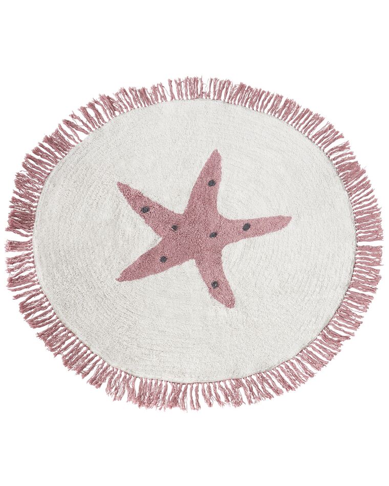 Cotton Kids Rug with Star Motif ⌀ 120 cm Off-White STARS_910768