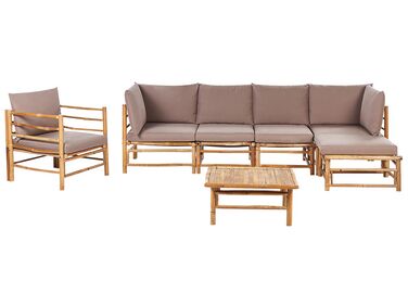 6 Seater Bamboo Garden Sofa Set Taupe CERRETO