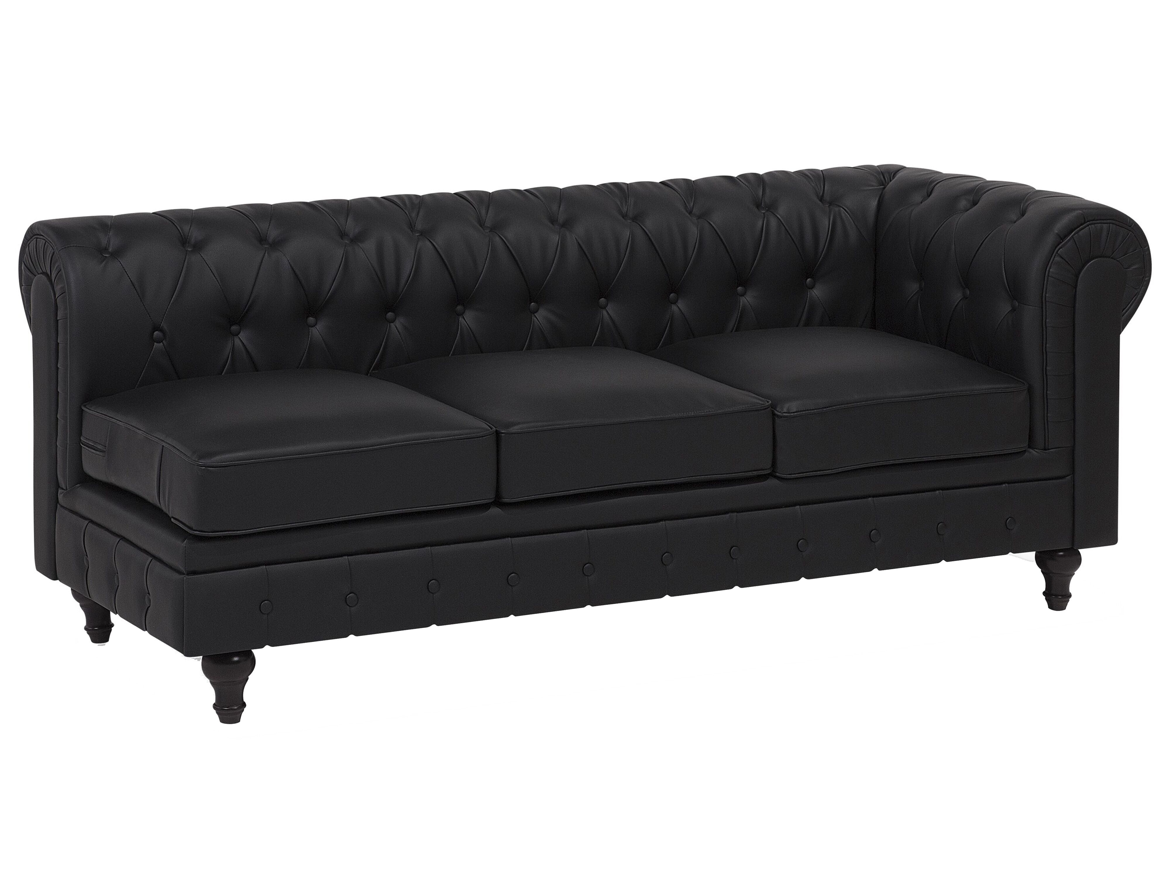 Narożnik ekoskóra prawostronny czarny CHESTERFIELD