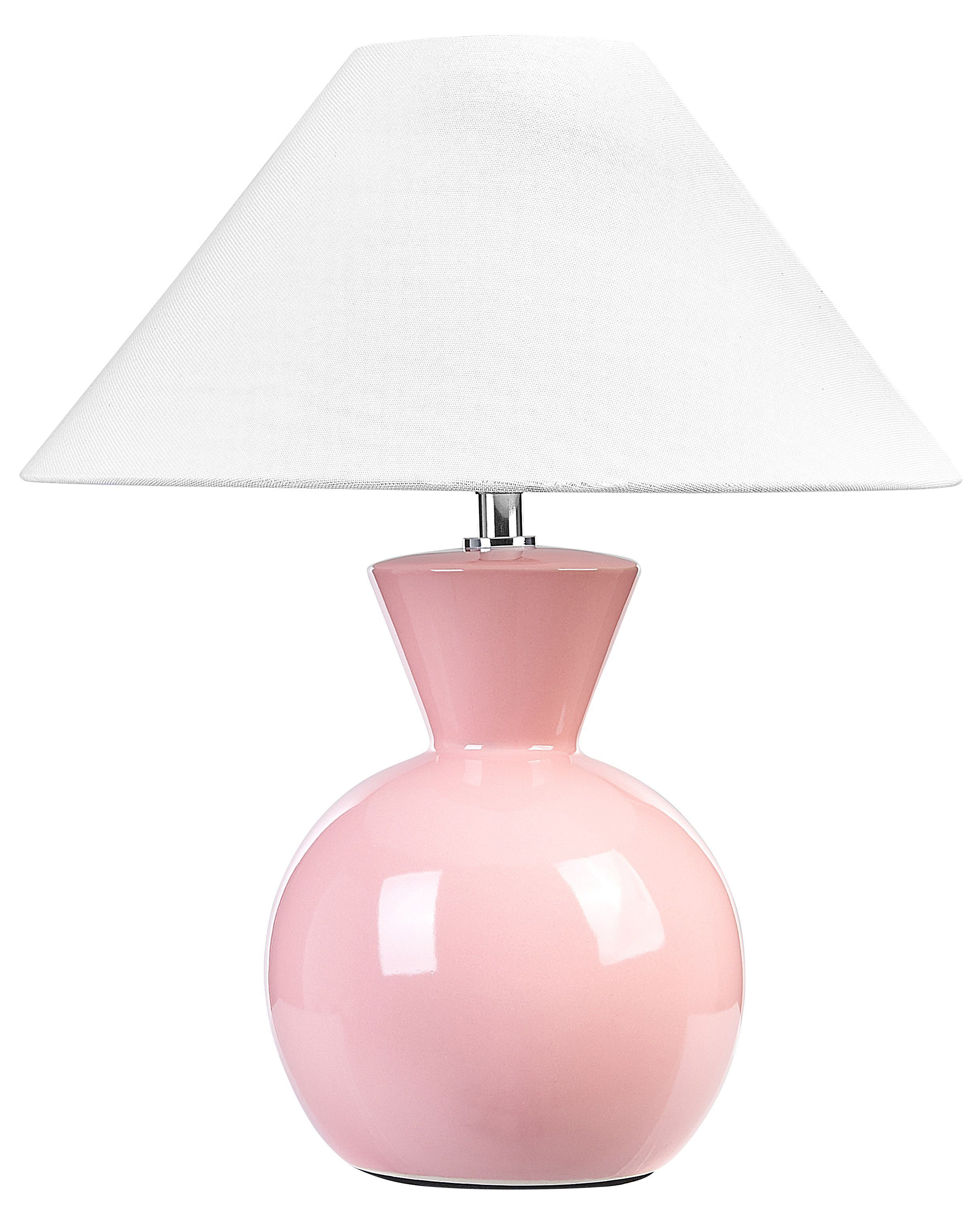 Lampada da tavolo ceramica rosa e bianco 40 cm FERRY_843221