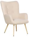 Boucle Wingback Chair with Footstool Beige VEJLE II_901640