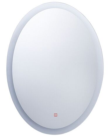 Oval LED Wall Mirror 60 x 80 cm Silver VIRIAT