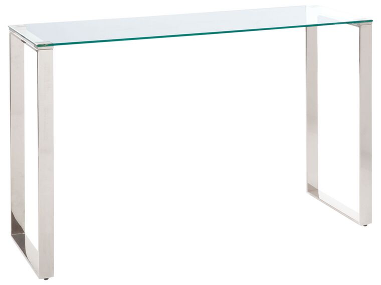 Konzolový stolík so sklenenou doskou strieborný TILON_857824