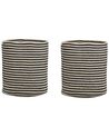 Set of 2 Cotton Baskets Beige and Black YERKOY_840204