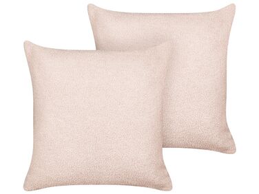 Set of 2 Boucle Cushions 45 x 45 cm Pink LEUZEA