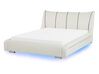 Kožená vodná posteľ s LED 140 x 200 cm biela NANTES_757946
