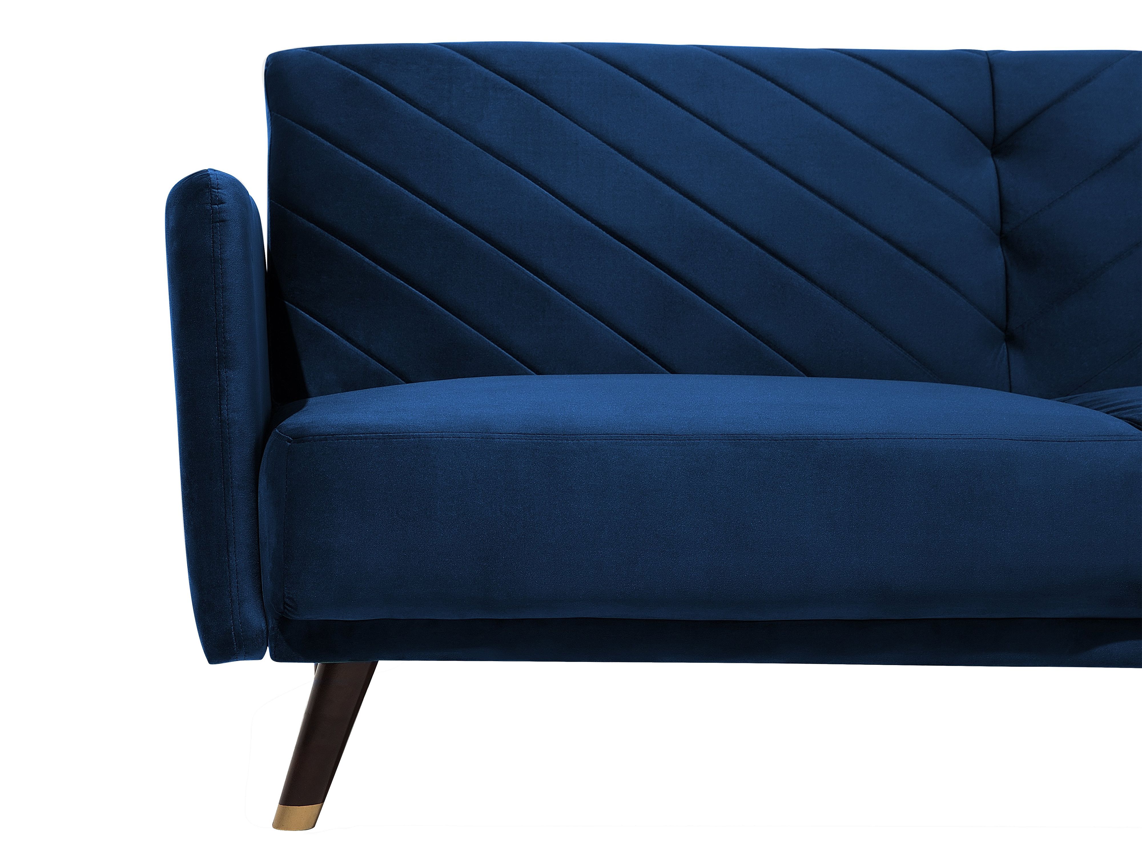 Sofa rozkładana welurowa niebieska SENJA