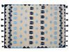 Manta decorativa em algodão creme e azul 130 x 180 cm BHIND_829184