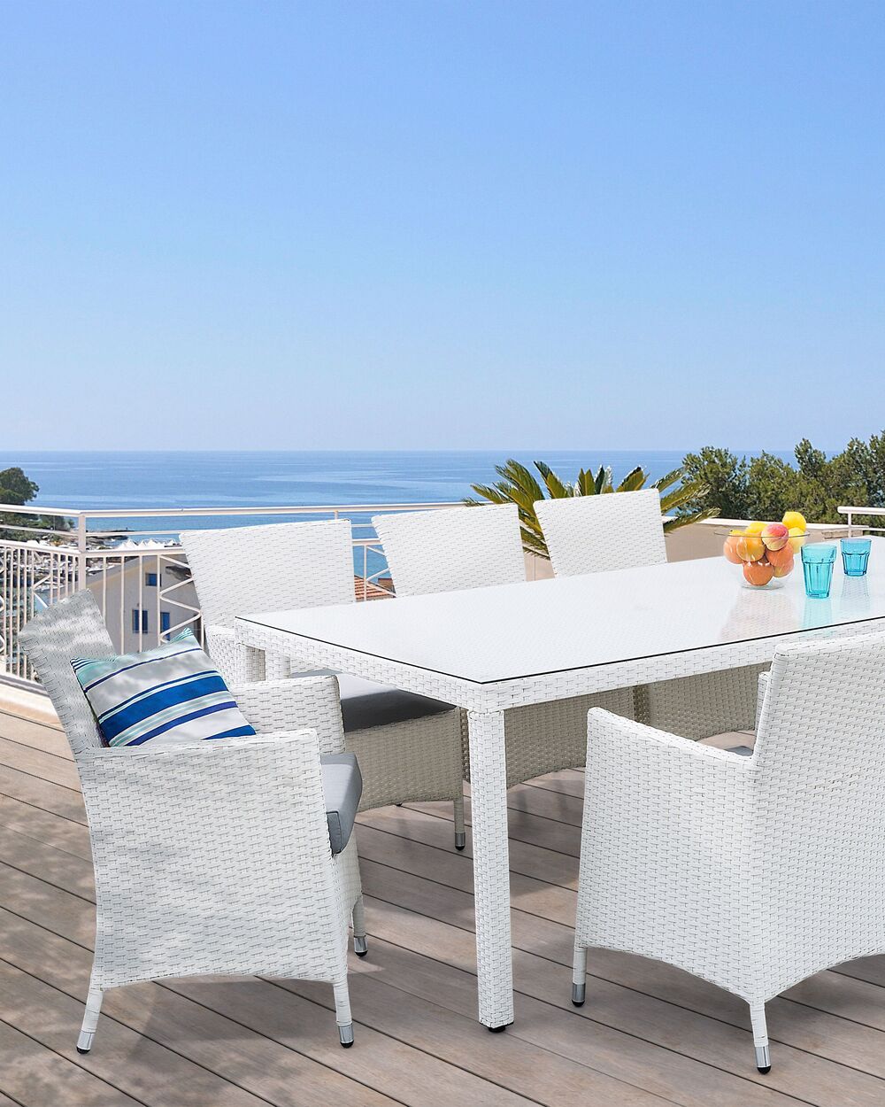 Set Of 2 Rattan Dining Chairs White Italy Beliani De