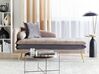 Left Hand Velvet Chaise Lounge Beige and Grey GONESSE_856970