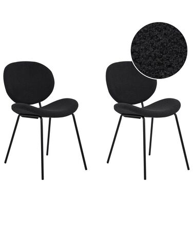Set of 2 Boucle Dining Chairs Black LUANA