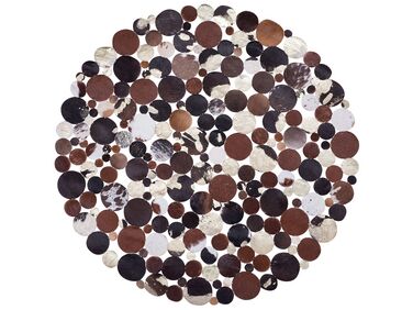 Okrúhly kožený koberec ⌀ 140 cm viacfarebný SORGUN