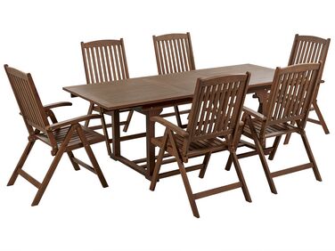 Záhradná súprava stola a 6 stoličiek z akáciového dreva tmavé drevo AMANTEA