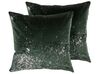 Set of 2 Velvet Cushions 45 x 45 cm Emerald Green HONEYWORT_769076