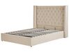Sametová postel s úložným prostorem 140 x 200 cm béžová LUBBON_833504