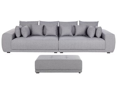 4-personers sofa med fodskammel stof grå TORPO