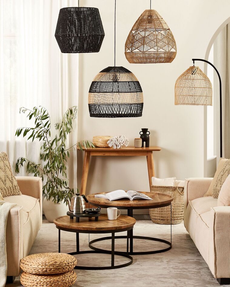 Lampadario vintage rustico corda e bambù 6 luci TR003 Lampadario vintage rustico corda e bambù 6 luci TR003