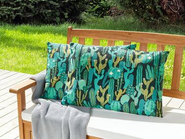 Set of 2 Outdoor Cushions Cactus Pattern 40 x 60 cm Green BUSSANA