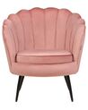 Sessel Samtstoff rosa / schwarz Muscheldesign LOVIKKA_881470