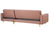 Left Hand Velvet Corner Sofa with Ottoman Pink ABERDEEN_735935