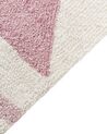 Kinderteppich Baumwolle beige / rosa 140 x 200 cm geometrisches Muster Kurzflor ZAYSAN_907002
