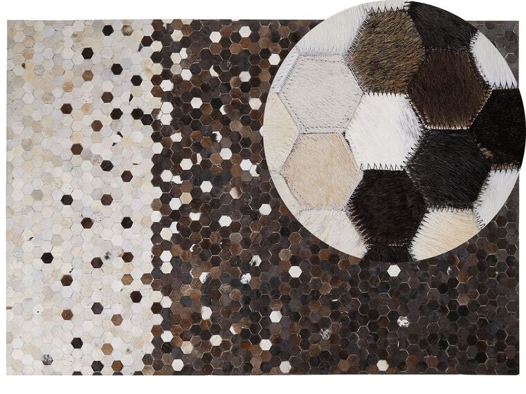 Kožený koberec 160 x 230 cm hnedá/béžová EYIM_764664