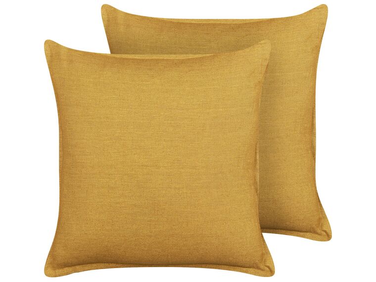 Set of 2 Linen Cushions 45 x 45 cm Yellow SAGINA_838497