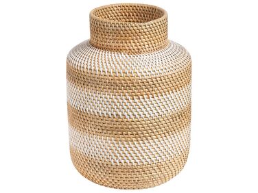Dekorativ vase rattan 36 cm hvid og beige RENUN