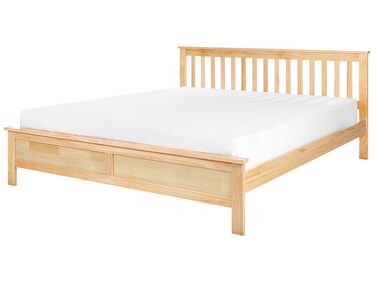 Łóżko drewniane 180 x 200 cm naturalne jasne drewno MAYENNE