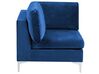 Right Hand 5 Seater Modular Velvet Corner Sofa with Ottoman Blue EVJA_859874