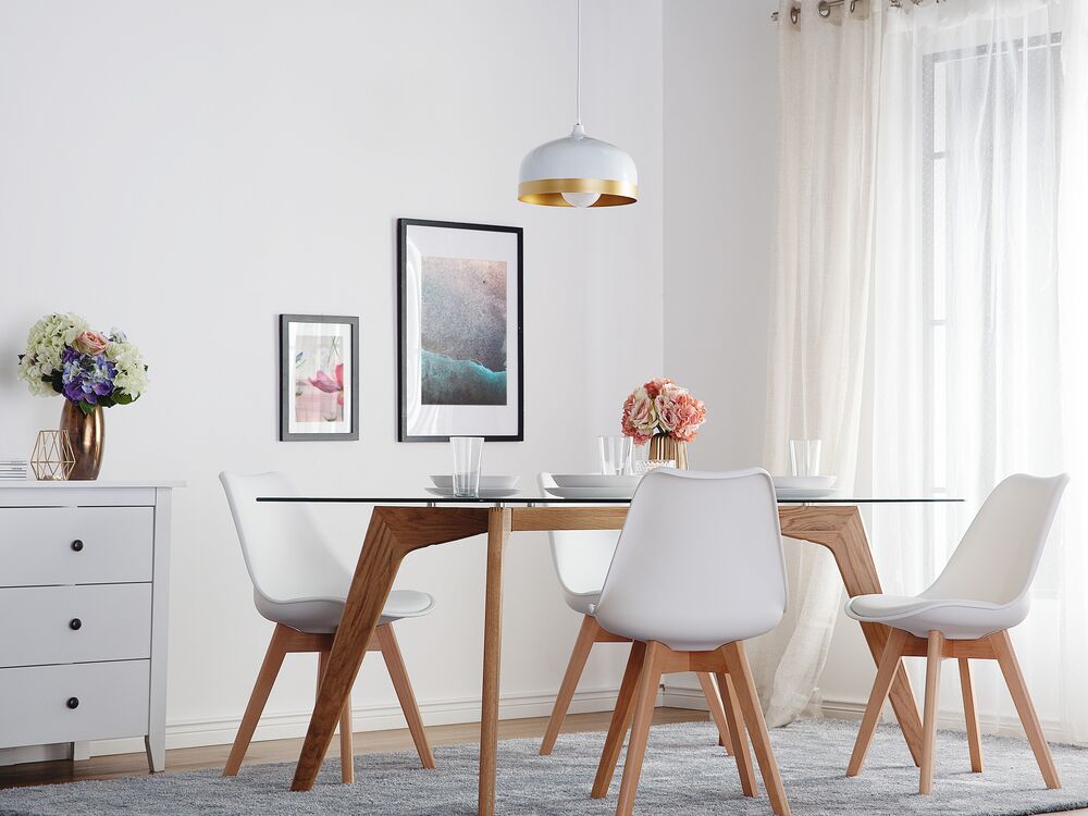 Glass Top Dining Table 160 x 90 cm HUDSON Beliani.co.uk