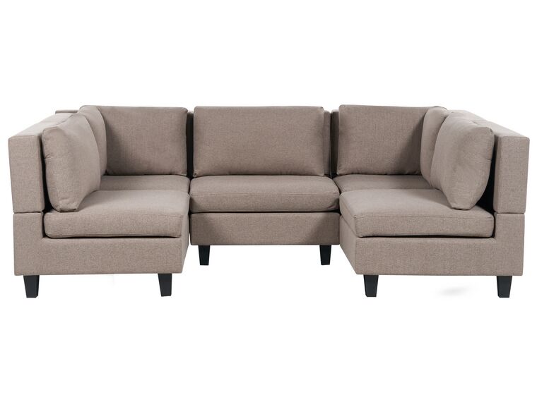 5-Seater Modular Fabric Sofa Brown UNSTAD_891278