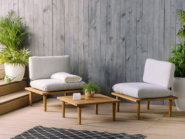 2 Seater Acacia Wood Garden Sofa Set Grey FRASCATI