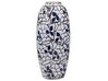 Stoneware Flower Vase 25 cm White with Navy Blue MUTILENE_810764