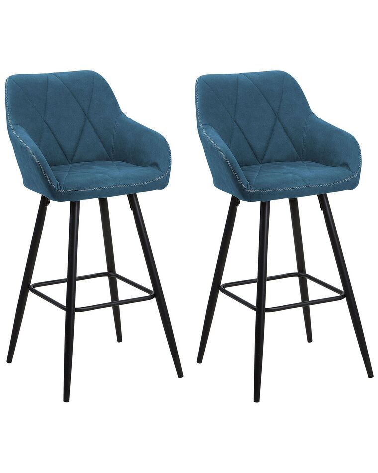 Set of 2 Fabric Bar Chairs Blue DARIEN_724468