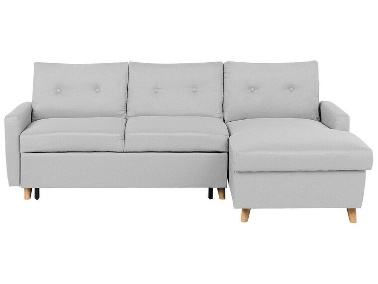 Left Hand Corner Sofa Bed with Storage Light Grey FLAKK_745716