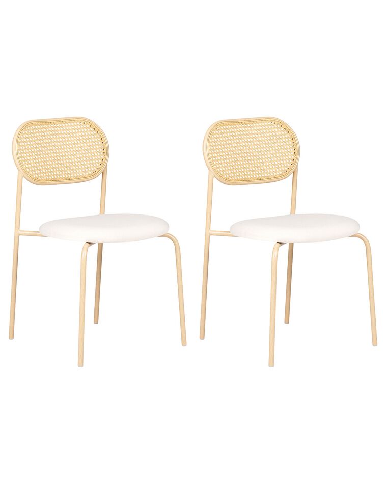 Lot de 2 chaises en métal crème et bois clair ADAVER_888064