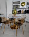 Round Dining Table ⌀ 90 cm Marble Effect White with Gold BOCA_903026