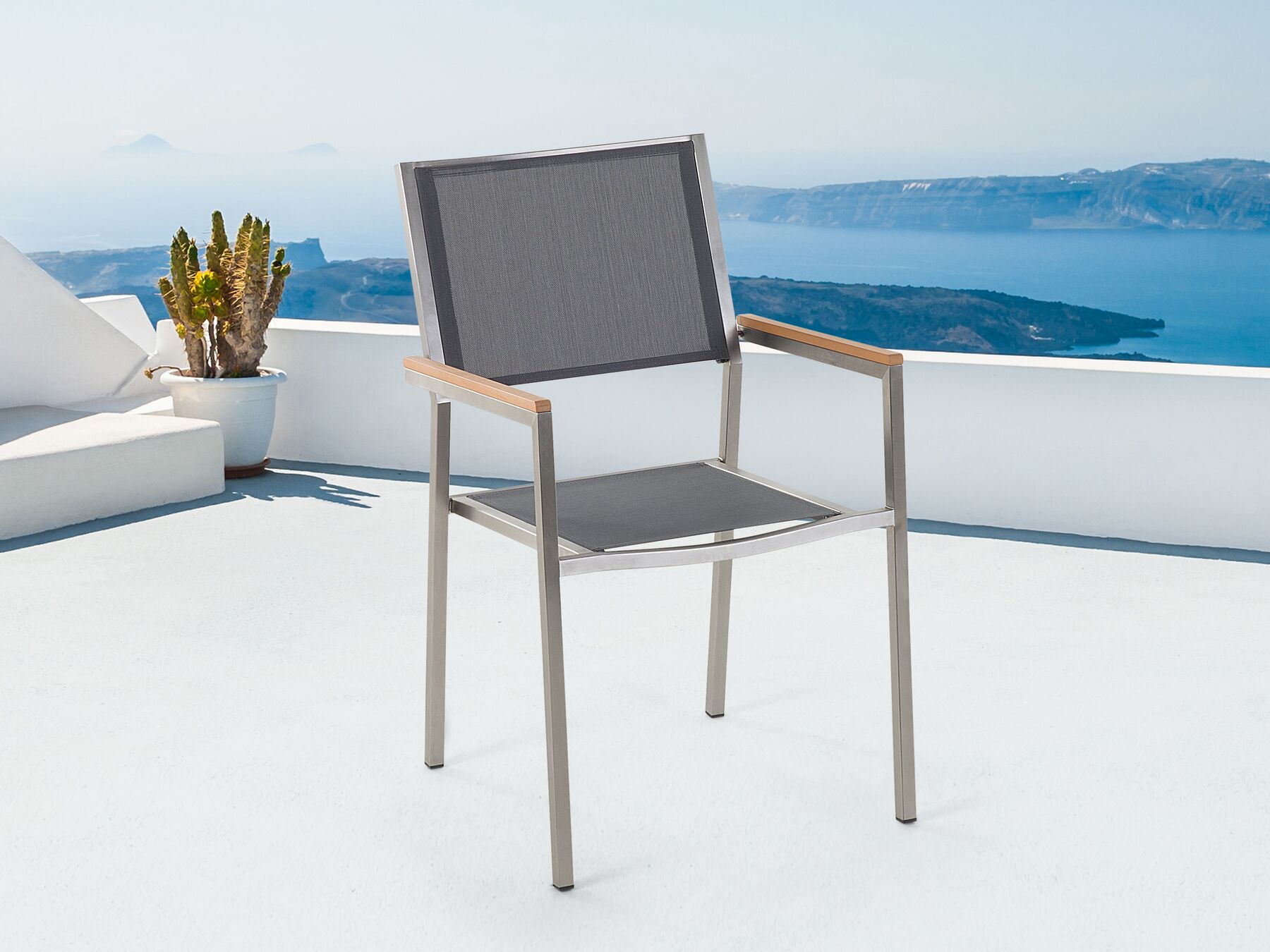 Silla de jardín de acero/tela color gris GROSSETO | Beliani.ch