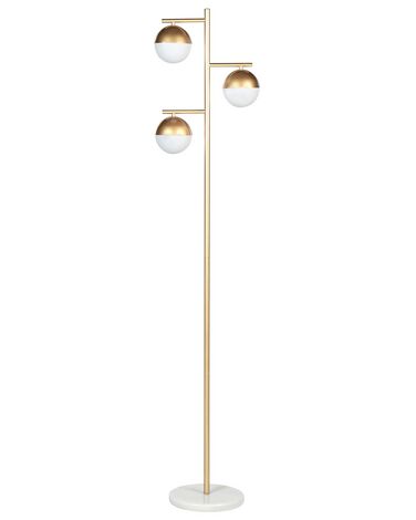 Candeeiro de pé para 3 lâmpadas em metal dourado 160 cm SABINE