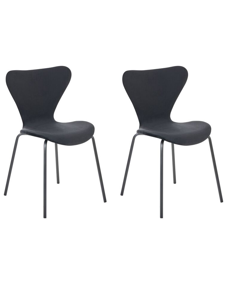 Set of 2 Velvet Dining Chairs Black BOONVILLE_862126