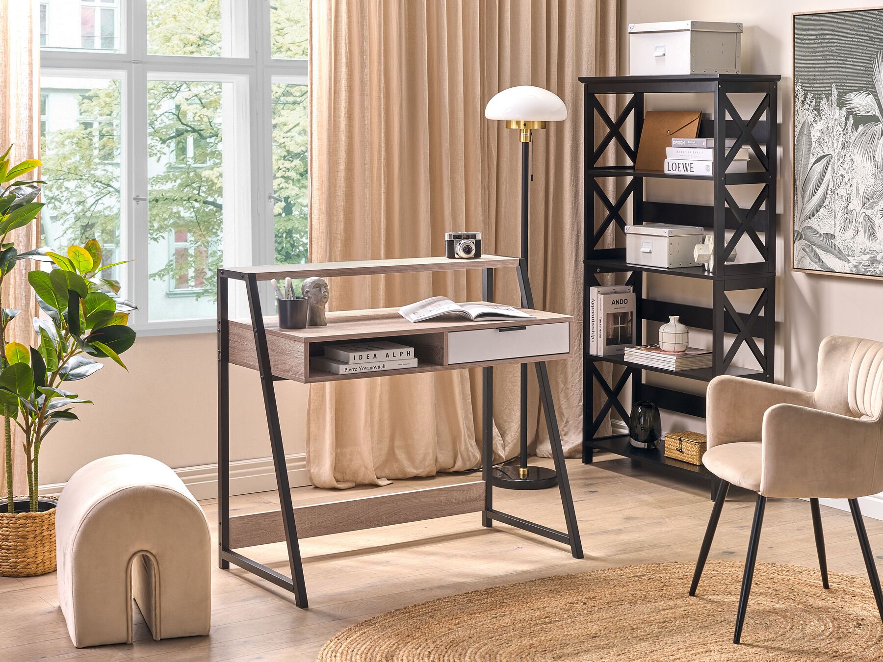 Piano Scrivania In Rovere Massello Marrone Chiaro 80x50x2,5 Cm - Naturale, Robusto E Multifunzionale