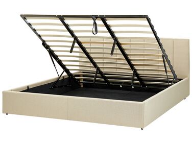 Čalúnená posteľ s úložným priestorom 180 x 200 cm béžová DREUX