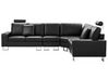 Left Hand Corner Leather Sofa LED Black STOCKHOLM _756071