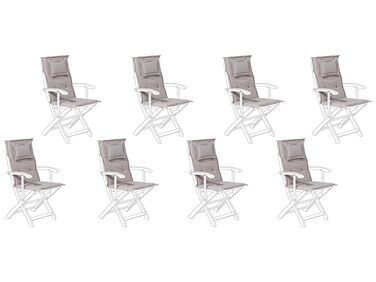 Set de 8 coussins en tissu beige taupe pour chaises de jardin MAUI