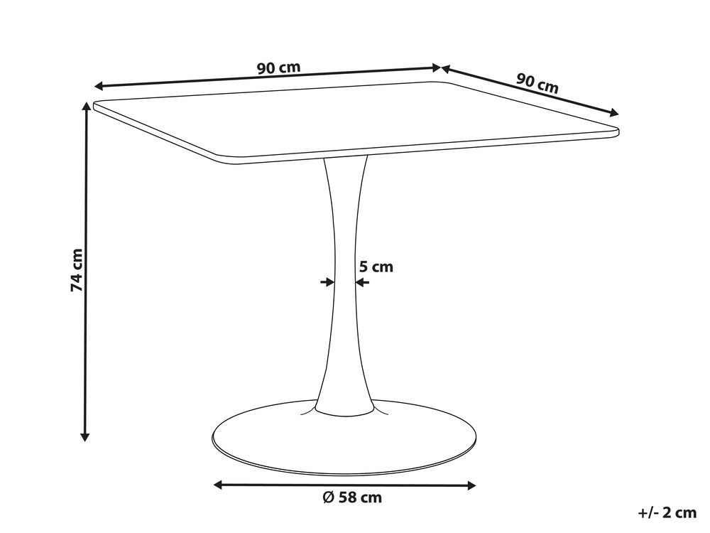 Dining Table 90 x 90 cm Light Wood with Black BOCA 