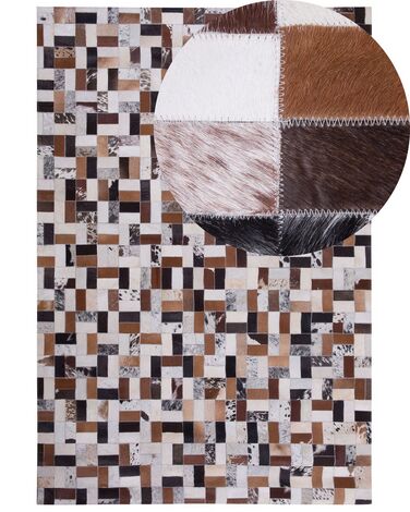 Dywan patchwork skórzany 160 x 230 cm brązowo-beżowy CESME